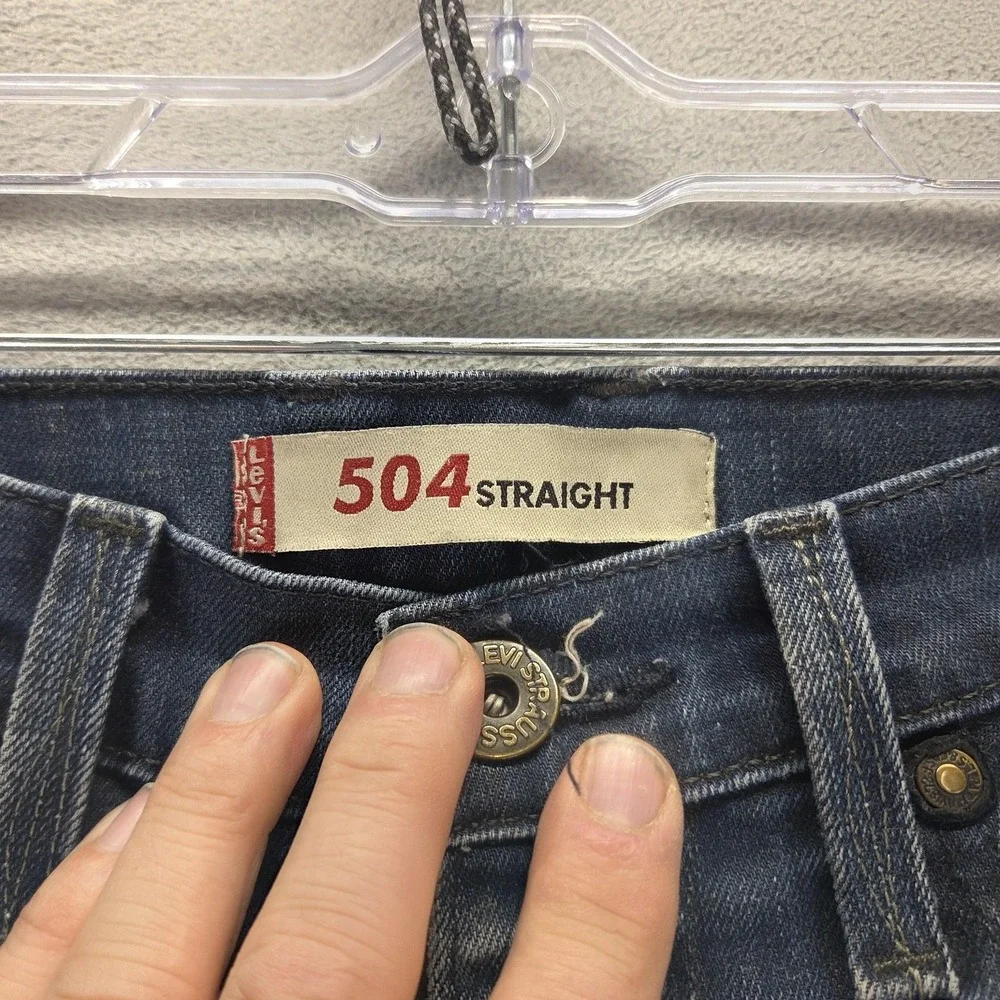 Vintage Levis 504 Jeans Mens 33x34 Blue Straight Engineered Zip Fly Medium Wash